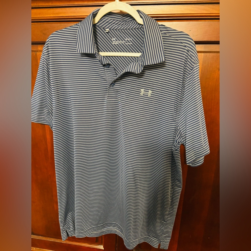 Under Armour Men's Navy and White Striped Polo